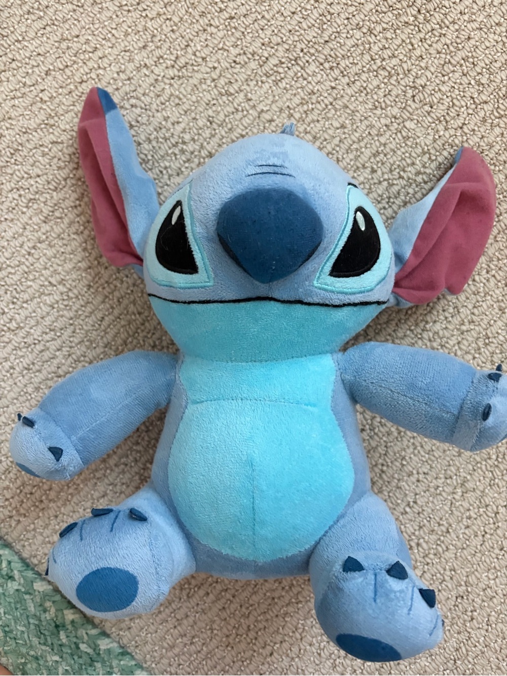 Disney Blue Stitch Plush Toy with Pink Ear Accents